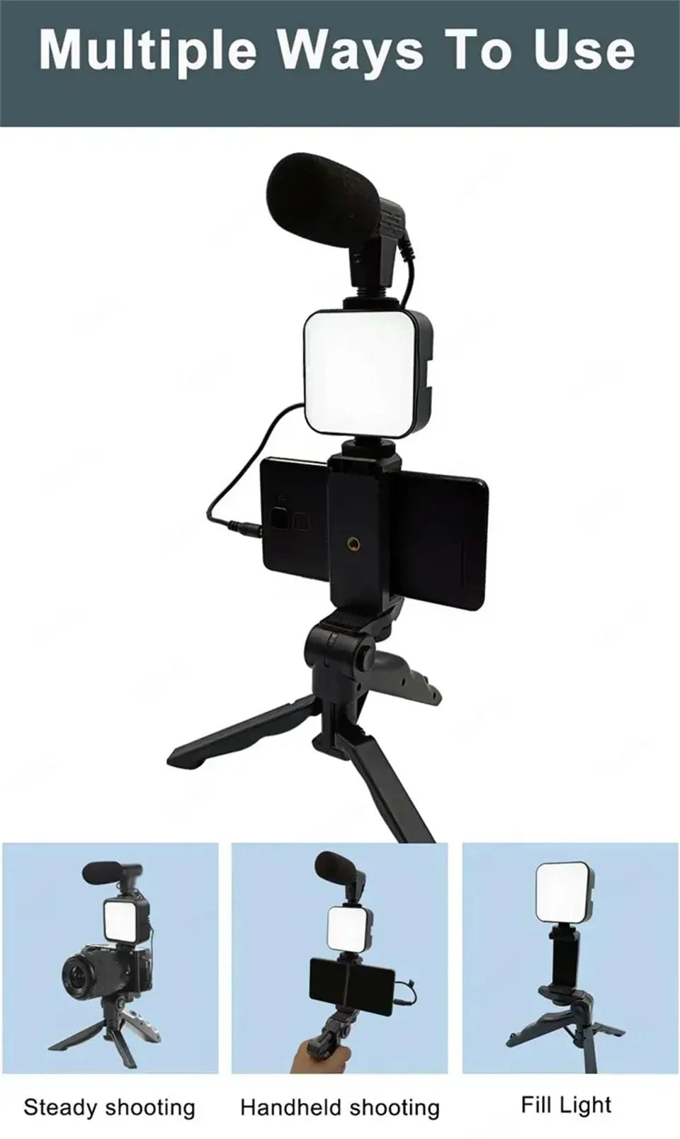 Kit Vidéo Complet 3-en-1 : Votre Studio Mobile de Créateur
